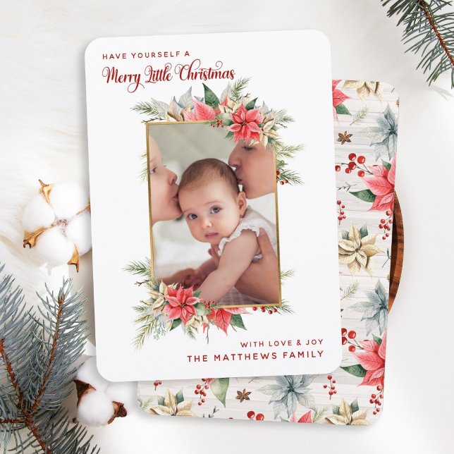 Tarjeta Festiva Foto de Poinsettia Merry Pequeños Navidades (Subido por el creador)