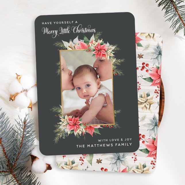 Tarjeta Festiva Foto de Poinsettia Merry Pequeños Navidades (Subido por el creador)