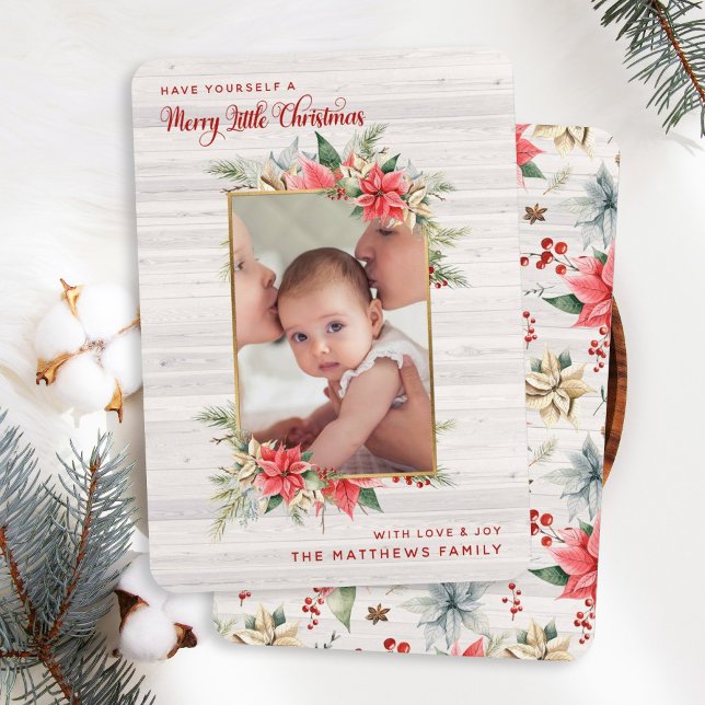 Tarjeta Festiva Foto de Poinsettia Merry Pequeños Navidades (Subido por el creador)