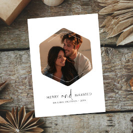 Tarjeta Festiva Foto de polígono de mora blanca y Navidades casado