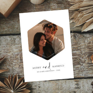 Tarjeta Festiva Foto de polígono de mora blanca y Navidades casado