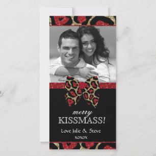 Tarjeta Festiva Foto de Purpurina de leopardo en festividad de Año