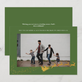 Tarjeta Festiva Foto de Purpurina Green Faux Gold Nunca Demasiado 