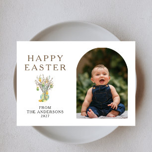 Tarjeta Festiva Foto de rama de huevo de Pascua minimalista elegan