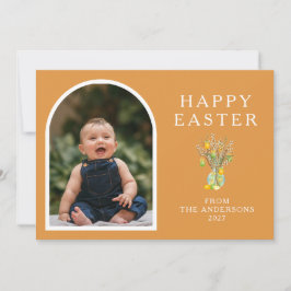 Tarjeta Festiva Foto de rama de huevo de Pascua minimalista elegan