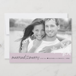 Tarjeta Festiva Foto de recién casados casados y alegres plana