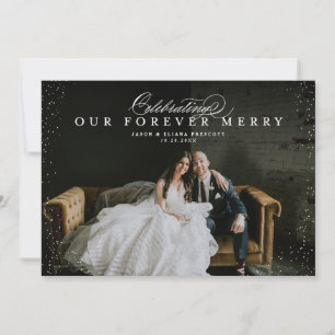 Tarjeta Festiva Foto de recién casados elegante y alegre para siem