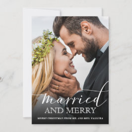 Tarjeta Festiva Foto de recién casados moderna Casados y alegres