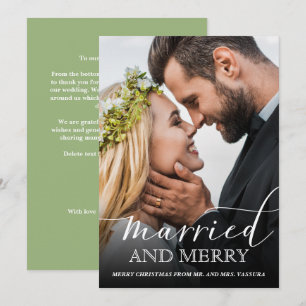 Tarjeta Festiva Foto de recién casados moderna Casados y alegres