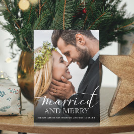 Tarjeta Festiva Foto de recién casados moderna Casados y alegres