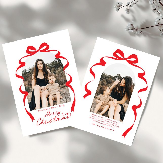 Tarjeta Festiva Foto de Red Bow, Arco navideño feroz (Subido por el creador)