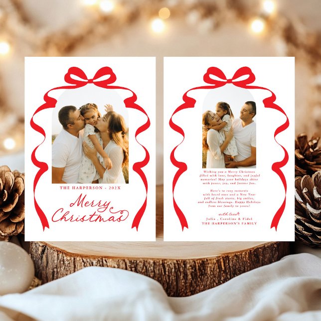 Tarjeta Festiva Foto de Red Bow, Arco navideño feroz (Subido por el creador)