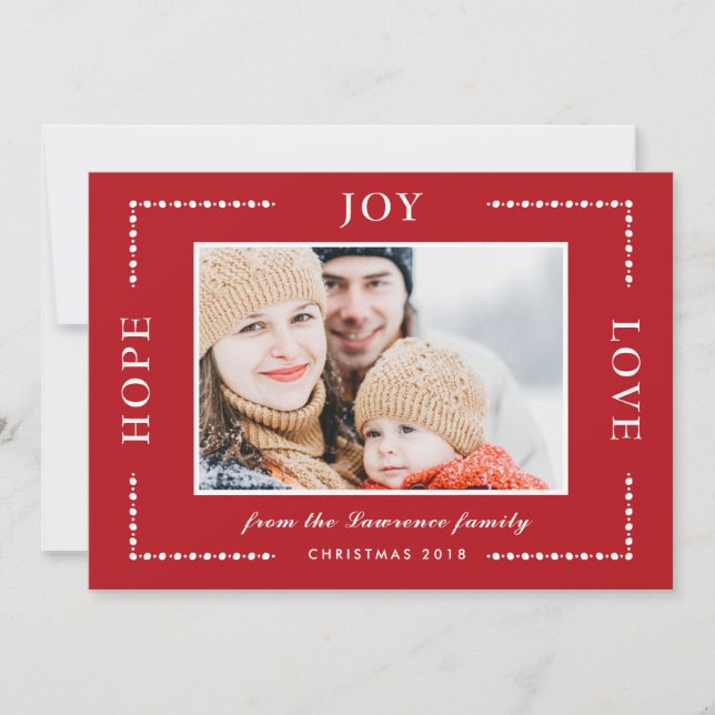 Tarjeta Festiva Foto de Red Hope Joy Love Navidades (Anverso)