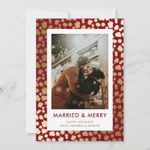 Tarjeta Festiva Foto de Red Married y Merry de reciente casamiento
