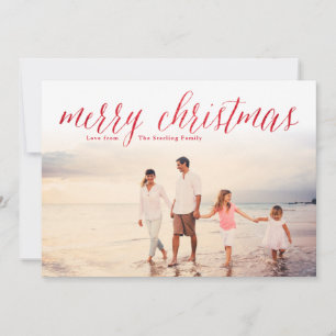 Tarjeta Festiva Foto de Red Merry Christmas Purpurina Look