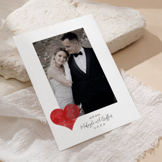 Tarjeta Festiva Foto de Red Painterly Heart Boda Gracias