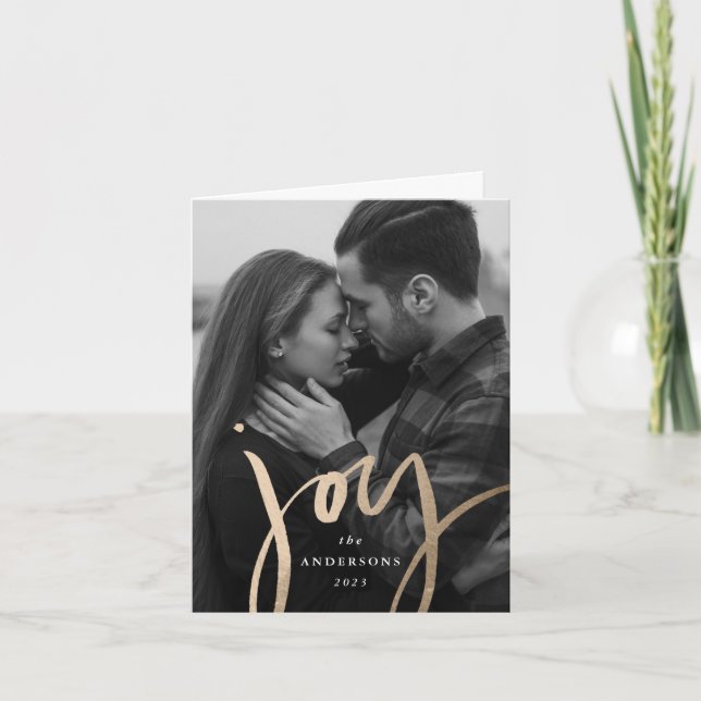 Tarjeta Festiva Foto de Relieve metalizado dorado de broma de jugu (Anverso)