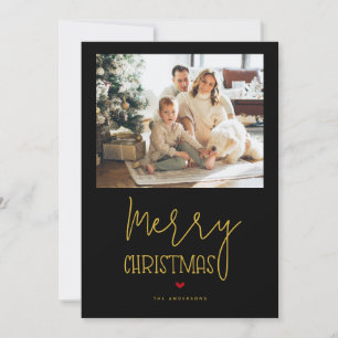Tarjeta Festiva Foto de reseña de Black Gold Merry Christmas A Yea