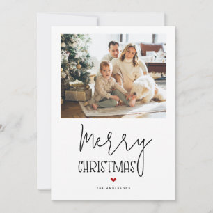 Tarjeta Festiva Foto de reseña de Black White Merry Christmas a Ye