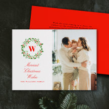 Foto de retrato de monograma de vintage navideña