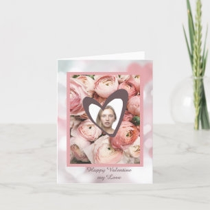 Tarjeta Festiva foto de retrato de rosa rosa feliz día de San Vale
