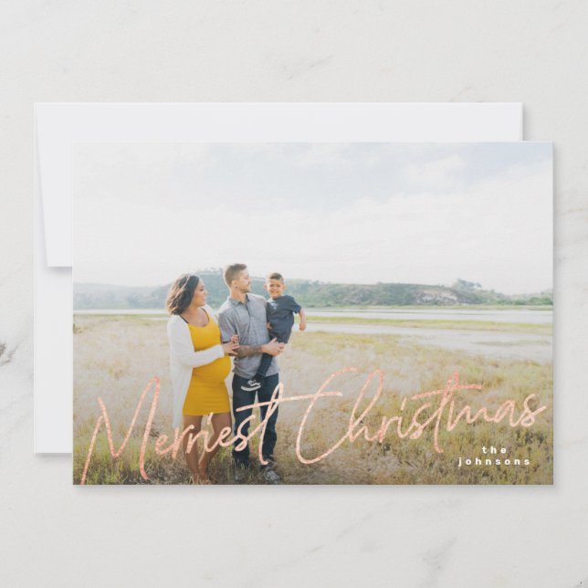 Tarjeta Festiva Foto de Rosa de Relieve metalizado dorado de Navid (Anverso)