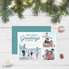 Tarjeta Festiva Foto de saludos de Seafoam Waves Sea-Sun