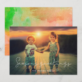 Tarjeta Festiva Foto de saludos de temporada minimalista escrita a