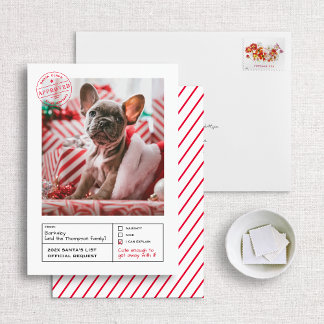 Tarjeta Festiva Foto de Santa Acreditada de mala calidad o de buen