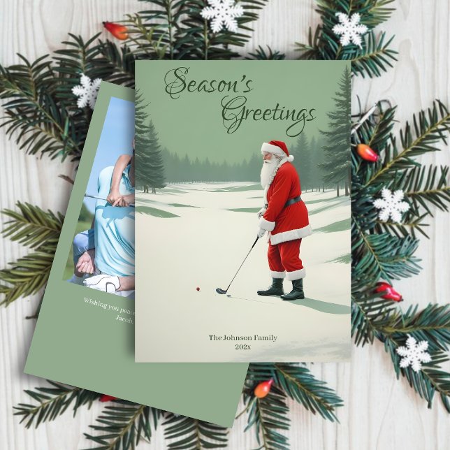 Tarjeta Festiva Foto de Santa Golfing (Subido por el creador)