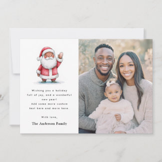 Tarjeta Festiva Foto de Santa saludando, Navidades felices