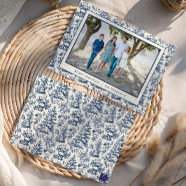 Tarjeta Festiva Foto de Santa Toile Navidades Azules