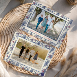 Tarjeta Festiva Foto de Santa Toile Navidades Azules