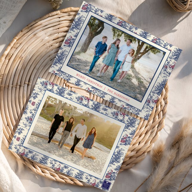 Tarjeta Festiva Foto de Santa Toile Navidades Azules (Subido por el creador)