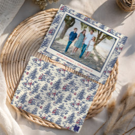 Tarjeta Festiva Foto de Santa Toile Navidades Azules