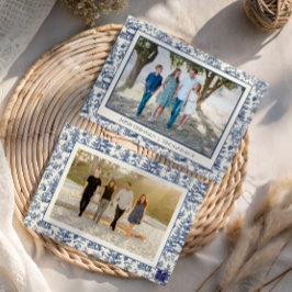 Tarjeta Festiva Foto de Santa Toile Navidades Azules