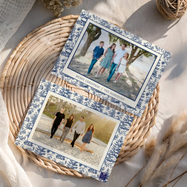 Tarjeta Festiva Foto de Santa Toile Navidades Azules (Subido por el creador)