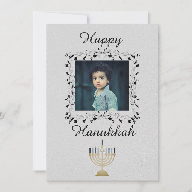 Tarjeta Festiva Foto de Silver Hanukkah (Anverso)