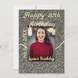 Tarjeta Festiva Foto de Silverglitter 20 cumpleaños fecha de añadi