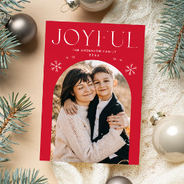 Tarjeta Festiva Foto de Snowflake Red Joyful