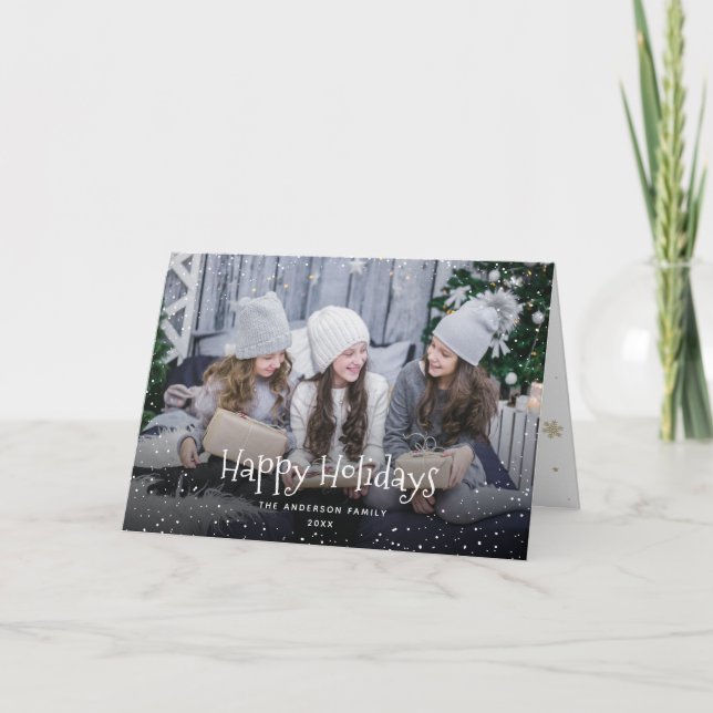 Tarjeta Festiva Foto de Snowflakes con nieve (Anverso)