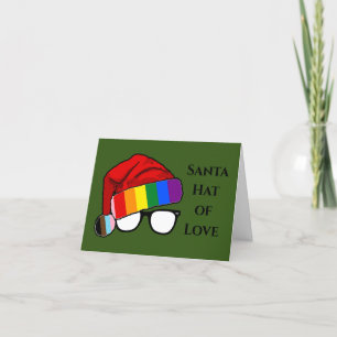 Tarjeta Festiva Foto de sombrero de Santa arcoíris de amor 