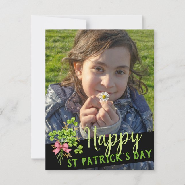 Tarjeta Festiva Foto de St Patrick's Lucky Charm Shamrock Cute (Anverso)