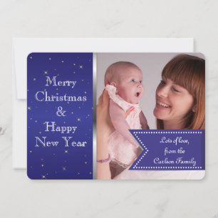 Tarjeta Festiva Foto de Starry Midnight Blue Elegant Personalizado