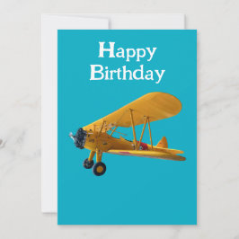 Tarjeta Festiva Foto de Stearman biplano para piloto, cumpleaños d
