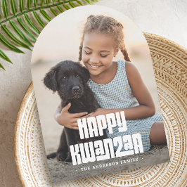 Tarjeta Festiva Foto de superposición blanca de Kwanzaa feliz