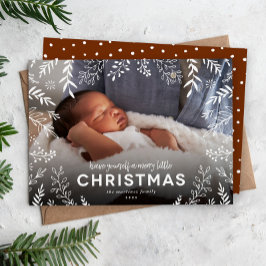 Tarjeta Festiva Foto de superposición botánica de Merry Little Nav