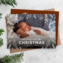 Tarjeta Festiva Foto de superposición botánica de Merry Little Nav