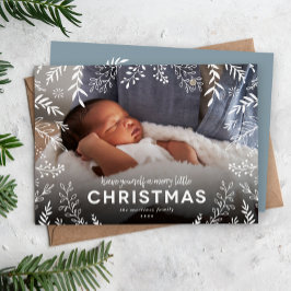 Tarjeta Festiva Foto de superposición botánica de Merry Little Nav