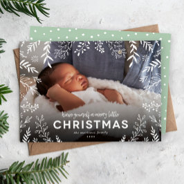 Tarjeta Festiva Foto de superposición botánica de Merry Little Nav